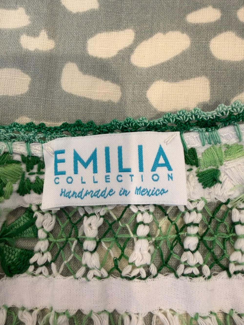 White Blouse with Green Floral Embroidery - Picture 2 of 9